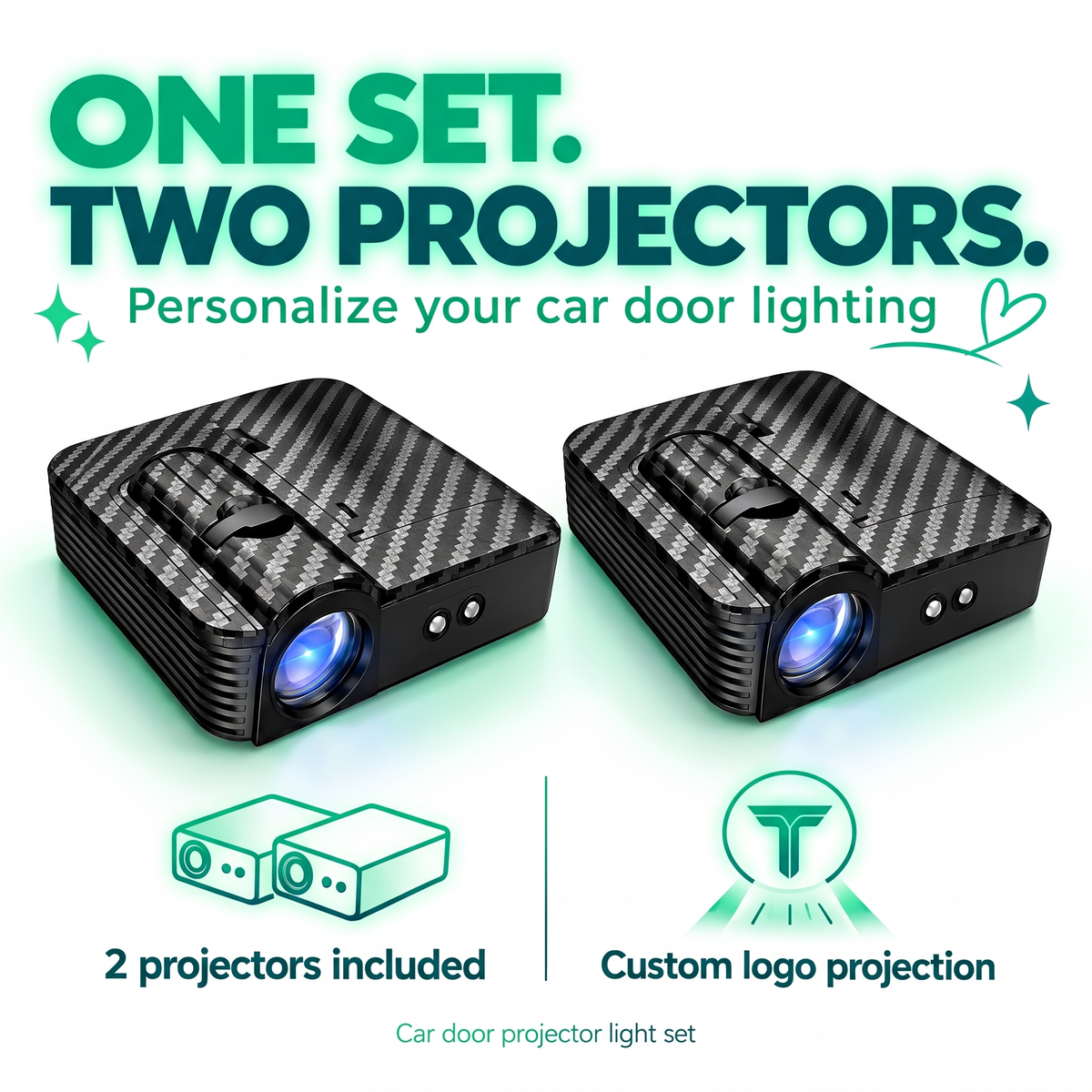 Set of two car door projectors